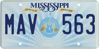 MS license plate MAV563