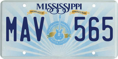 MS license plate MAV565