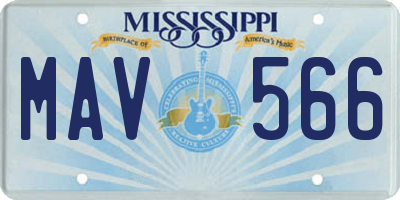 MS license plate MAV566