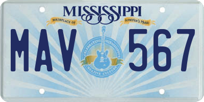 MS license plate MAV567