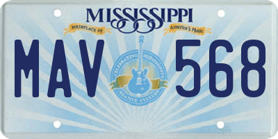 MS license plate MAV568