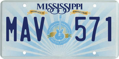 MS license plate MAV571