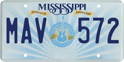 MS license plate MAV572
