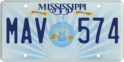 MS license plate MAV574