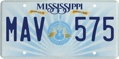 MS license plate MAV575