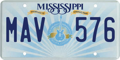 MS license plate MAV576