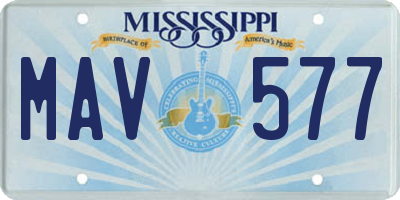 MS license plate MAV577