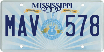 MS license plate MAV578