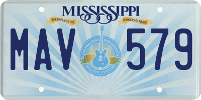 MS license plate MAV579