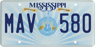 MS license plate MAV580