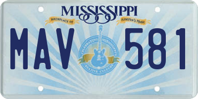 MS license plate MAV581
