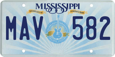 MS license plate MAV582