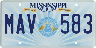MS license plate MAV583