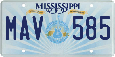 MS license plate MAV585