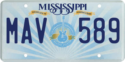 MS license plate MAV589