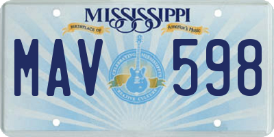 MS license plate MAV598