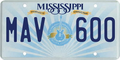 MS license plate MAV600