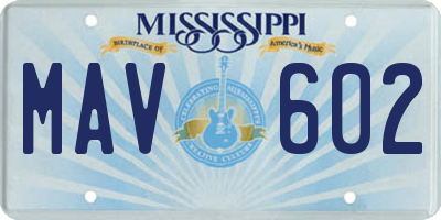 MS license plate MAV602