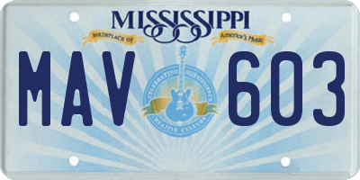 MS license plate MAV603