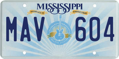 MS license plate MAV604