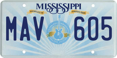 MS license plate MAV605