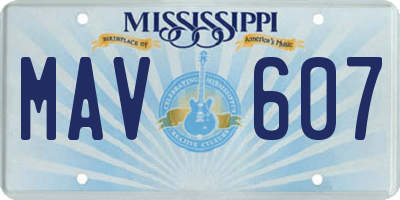 MS license plate MAV607