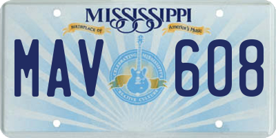 MS license plate MAV608