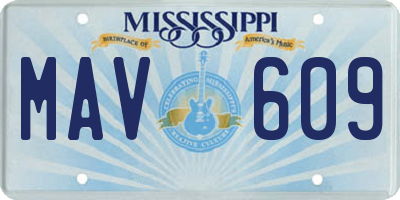 MS license plate MAV609