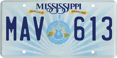 MS license plate MAV613