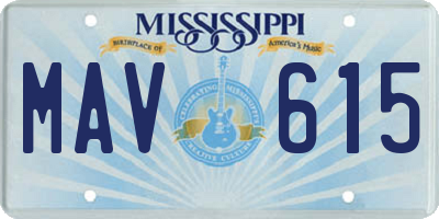 MS license plate MAV615