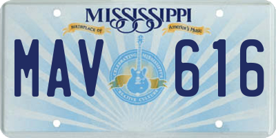 MS license plate MAV616