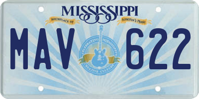 MS license plate MAV622