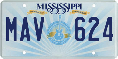 MS license plate MAV624