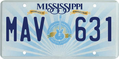 MS license plate MAV631