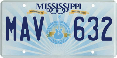 MS license plate MAV632