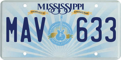 MS license plate MAV633