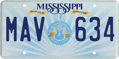 MS license plate MAV634