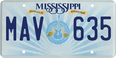 MS license plate MAV635