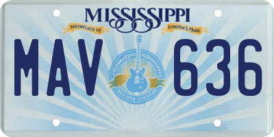 MS license plate MAV636