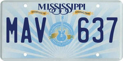 MS license plate MAV637