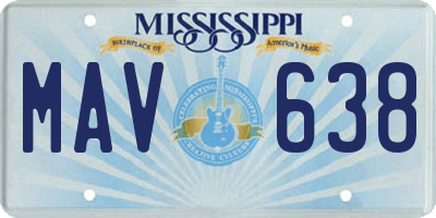 MS license plate MAV638