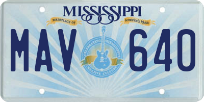 MS license plate MAV640