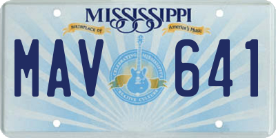 MS license plate MAV641