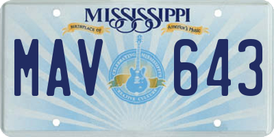 MS license plate MAV643