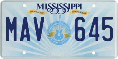 MS license plate MAV645