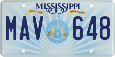 MS license plate MAV648