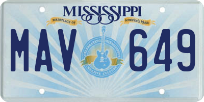 MS license plate MAV649