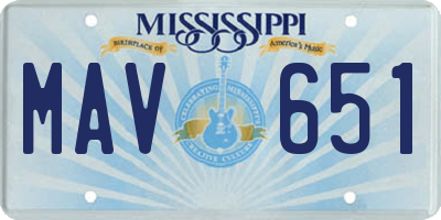 MS license plate MAV651