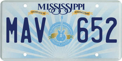 MS license plate MAV652
