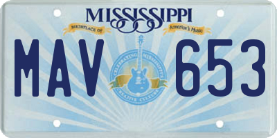 MS license plate MAV653